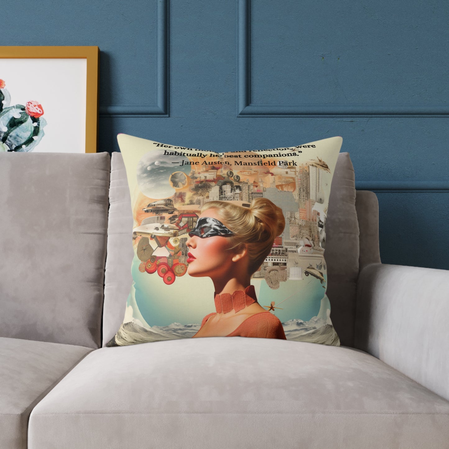 Jane Austen "Her Own Thoughts" Quote Cushion