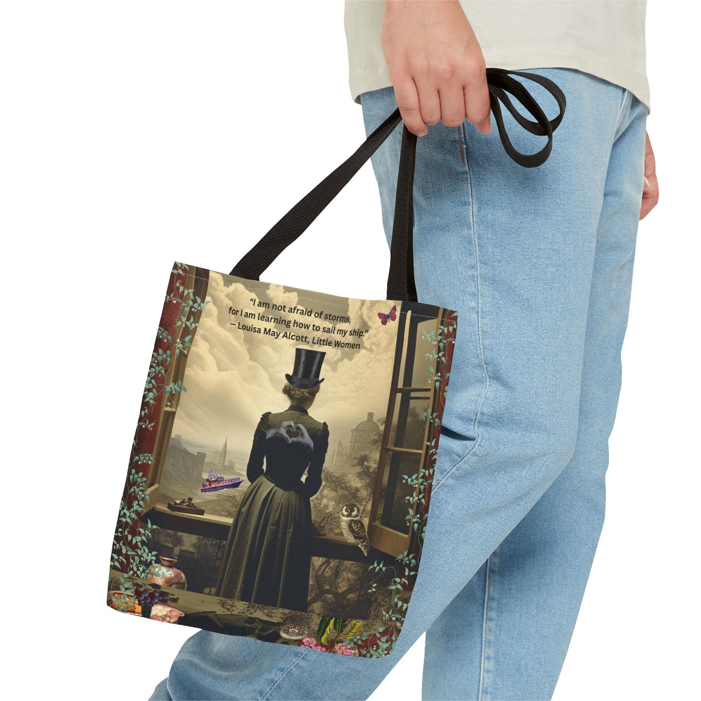 Louisa May Alcott Quote Tote Bag – “I am not afraid of storms, for I am learning how to sail my ship.”