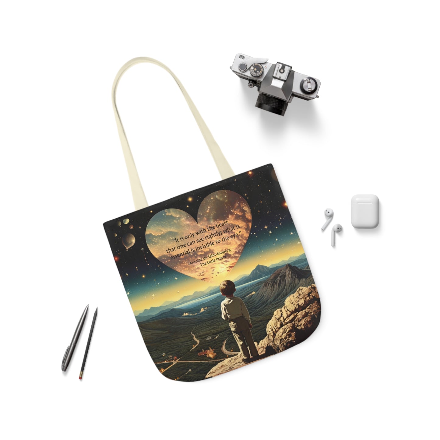 "It is only with the Heart" Little Prince Quote Tote Bag