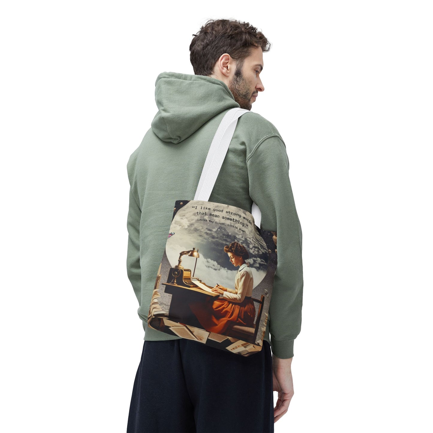 Louisa May Alcott Quote Tote Bag – “I like good strong words that mean something.”