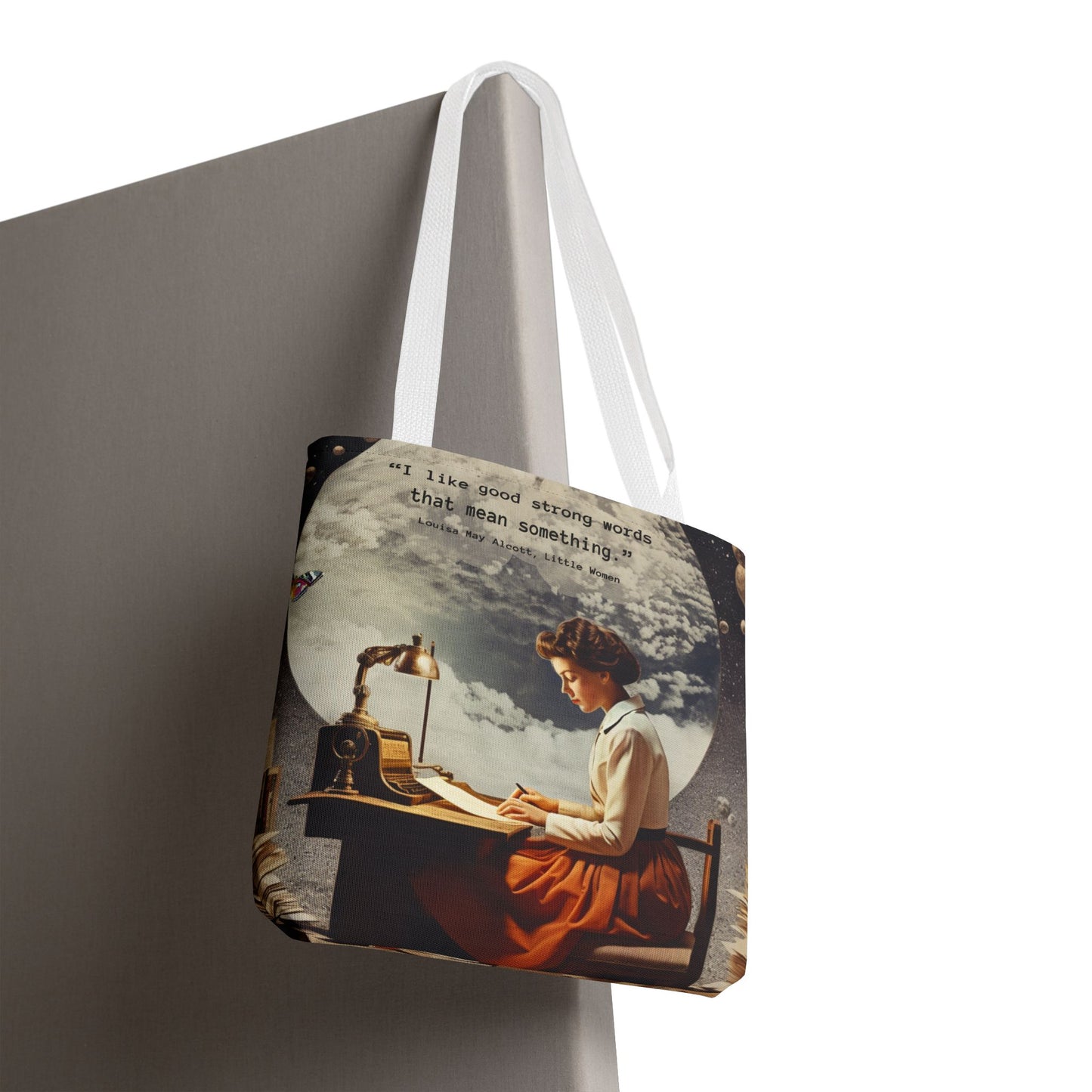Louisa May Alcott Quote Tote Bag – “I like good strong words that mean something.”