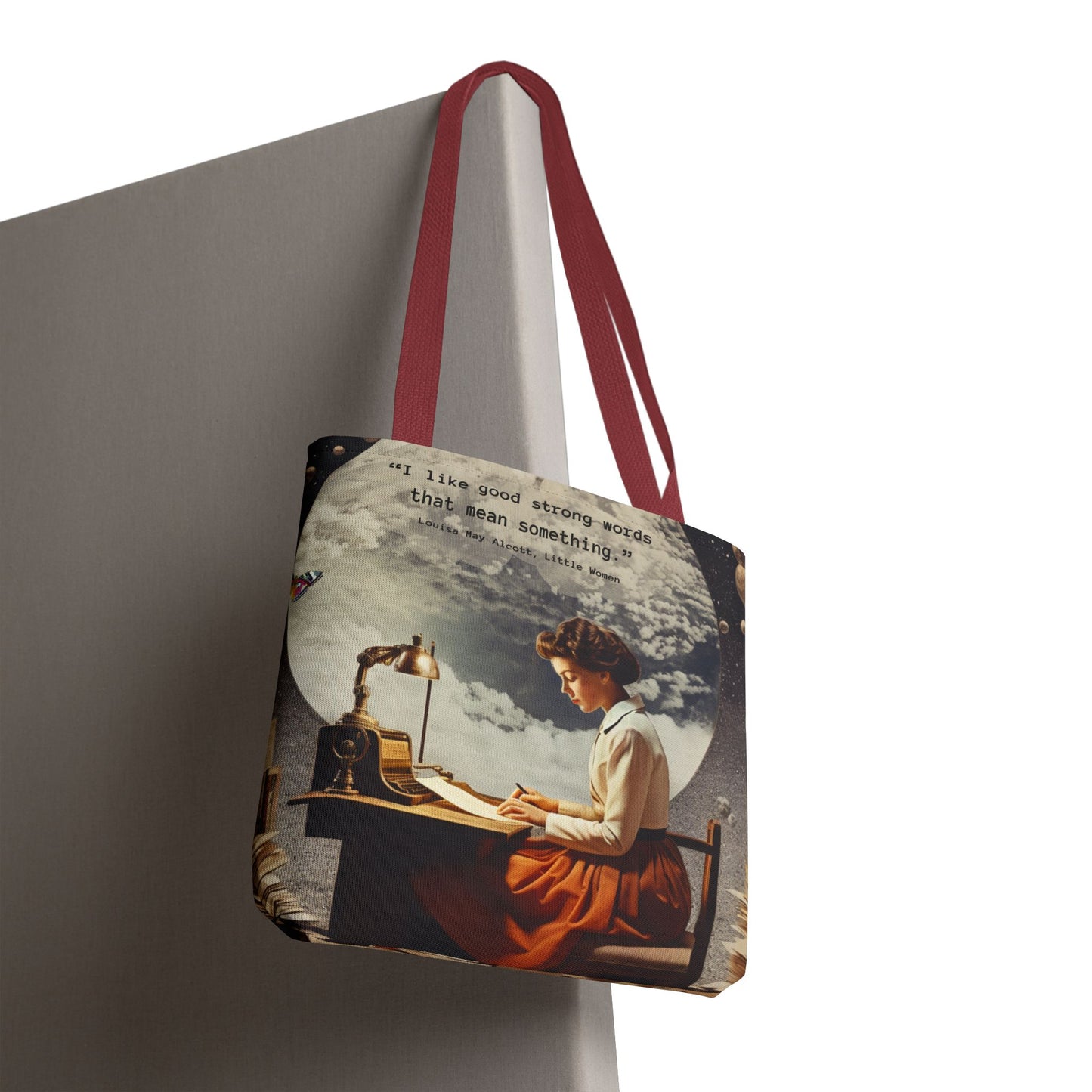 Louisa May Alcott Quote Tote Bag – “I like good strong words that mean something.”