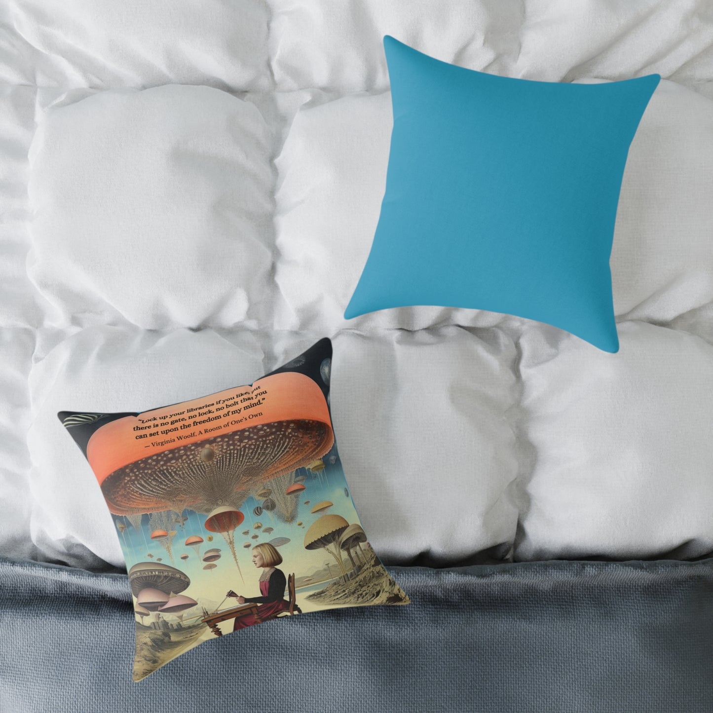 "Libraries" Virginia Woolf Quote From A Rooms of One's Own Cushion