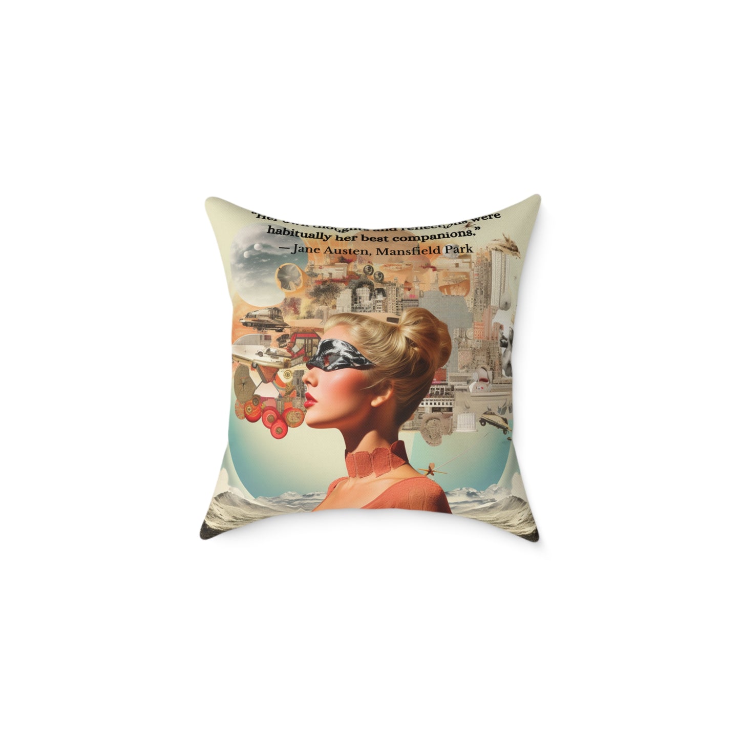 Jane Austen "Her Own Thoughts" Quote Cushion