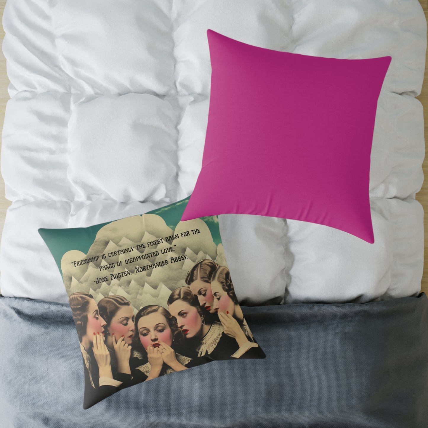 "Friendship Balm" from Northanger Abbey, by Jane Austen quote, Luxury Cushion