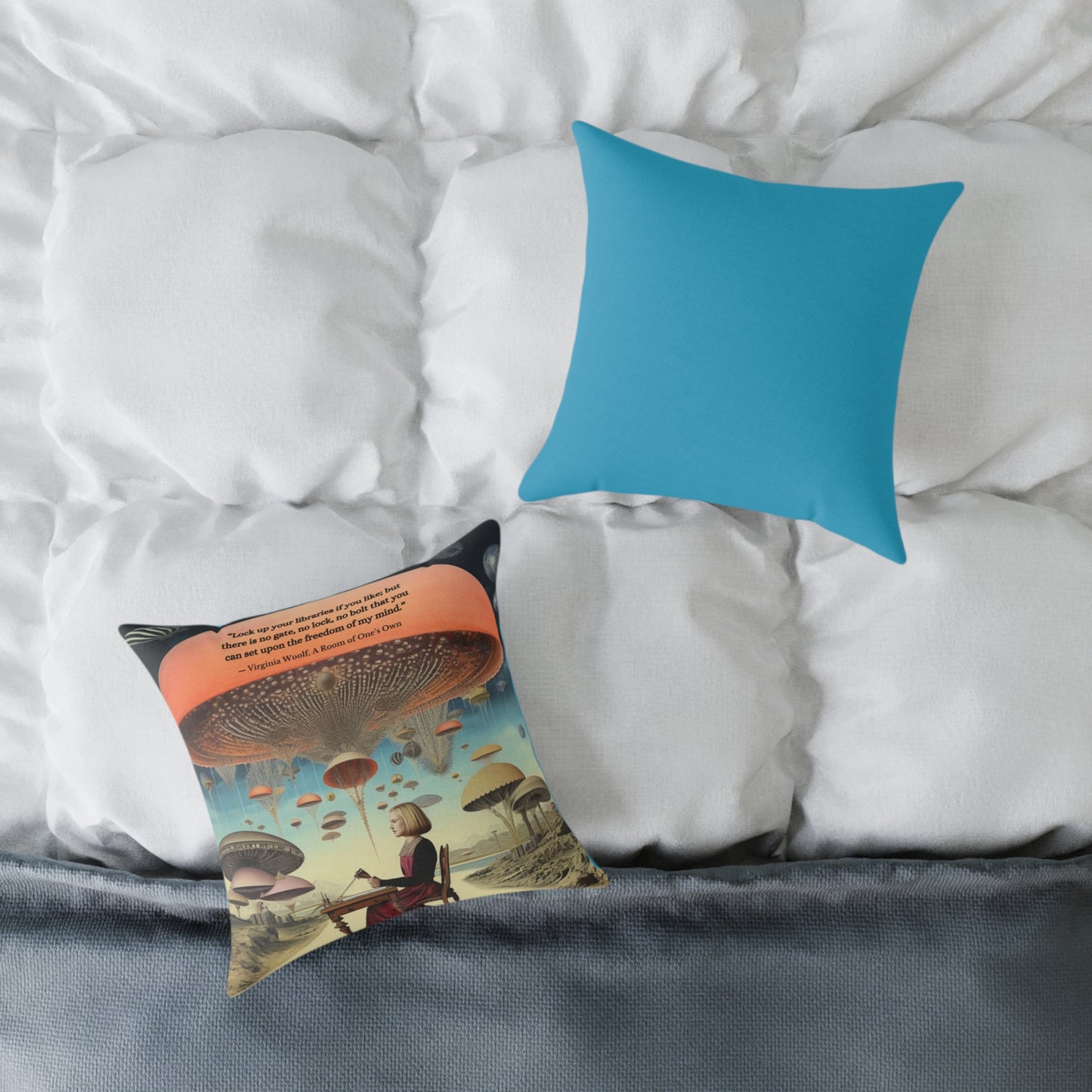 "Libraries" Virginia Woolf Quote From A Rooms of One's Own Cushion