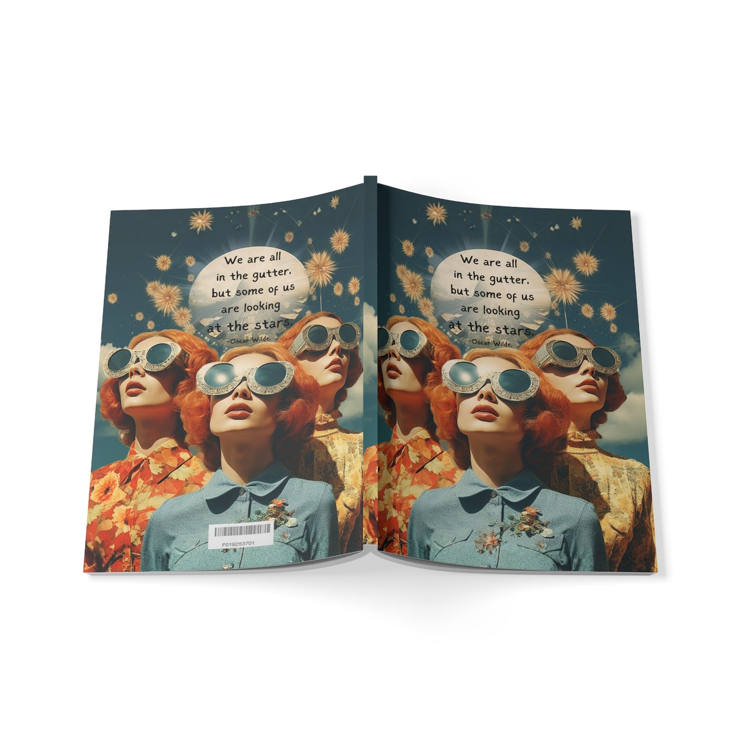 Oscar Wilde Quote A5 Softcover Notebook - "We Are All in the Gutter" Design