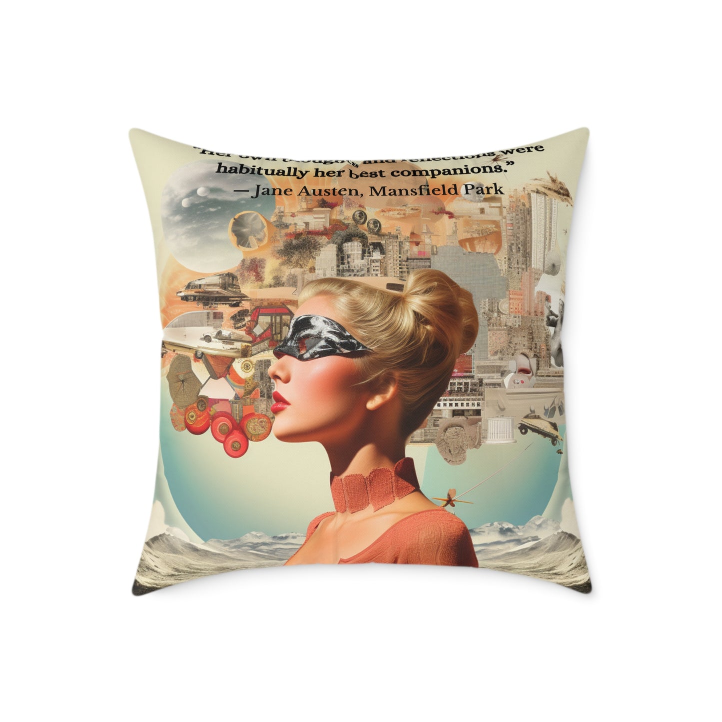 Jane Austen "Her Own Thoughts" Quote Cushion