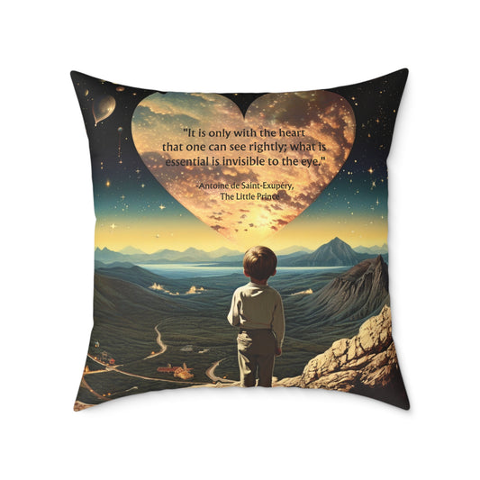 "It is only with the heart" Little Prince quote, cushion