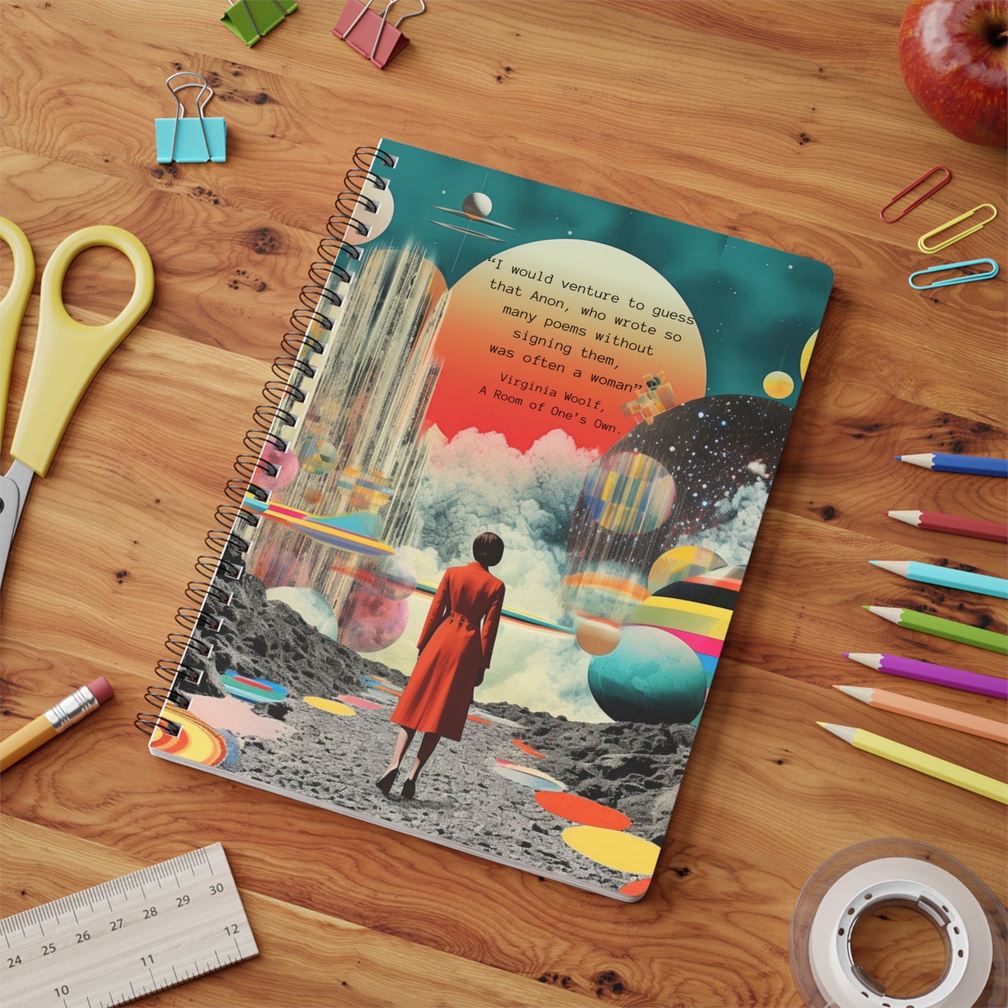 "Anon" Virginia Woolf quote, softcover Notebook, A5