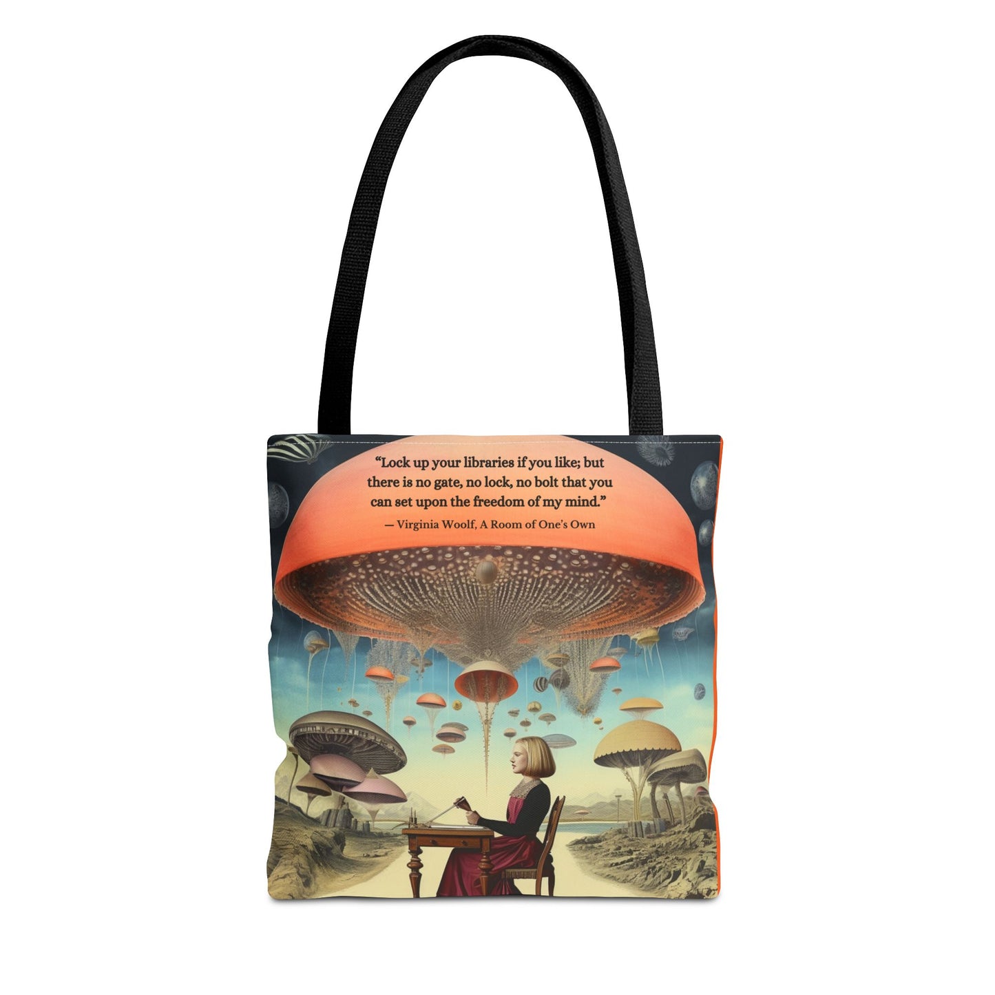 “Lock Up Your Libraries” – Virginia Woolf Quote Tote Bag
