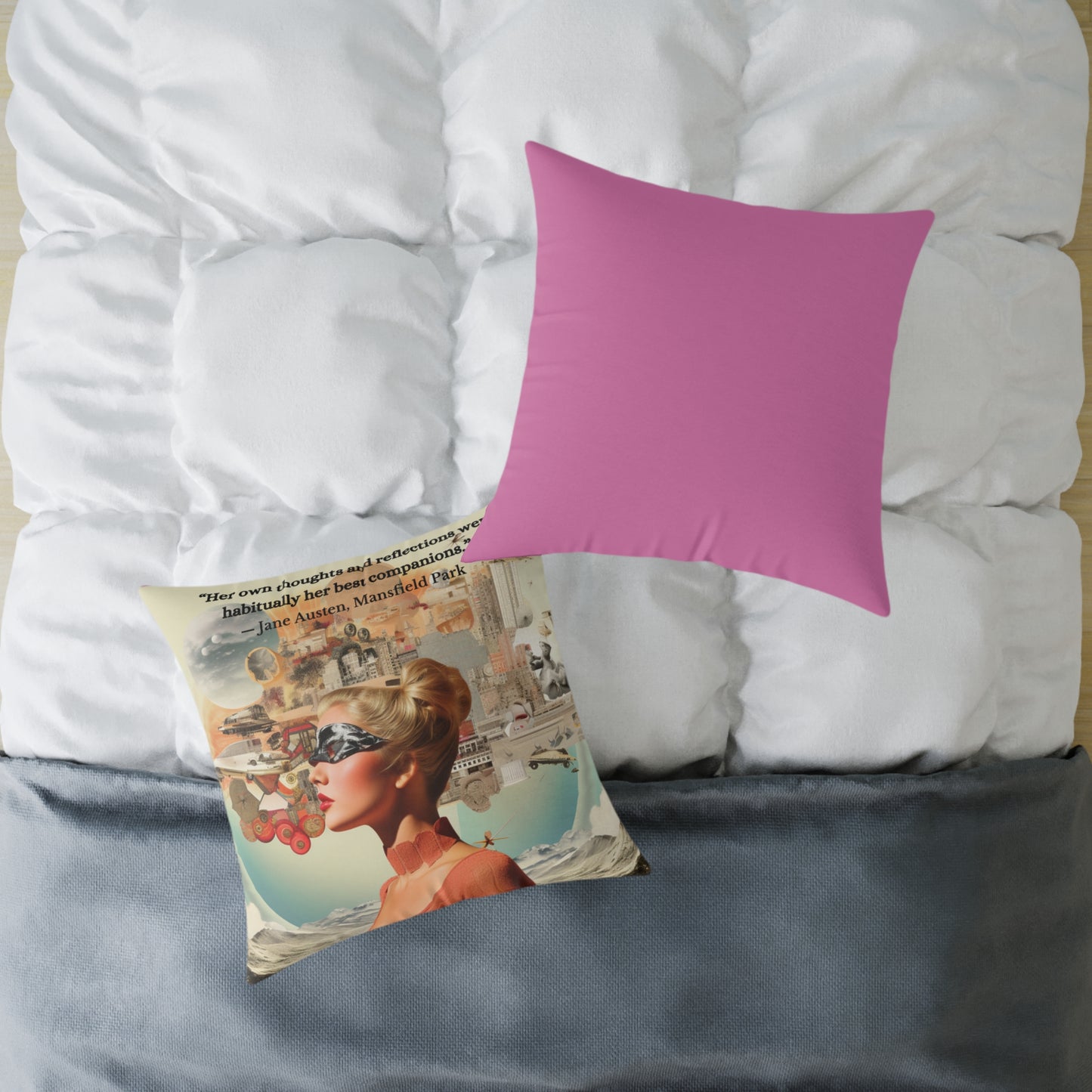 Jane Austen "Her Own Thoughts" Quote Cushion