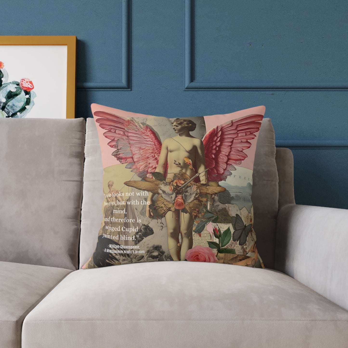 "Love Looks Not with the Eyes" Shakespearean Wisdom- Cupid Cushion