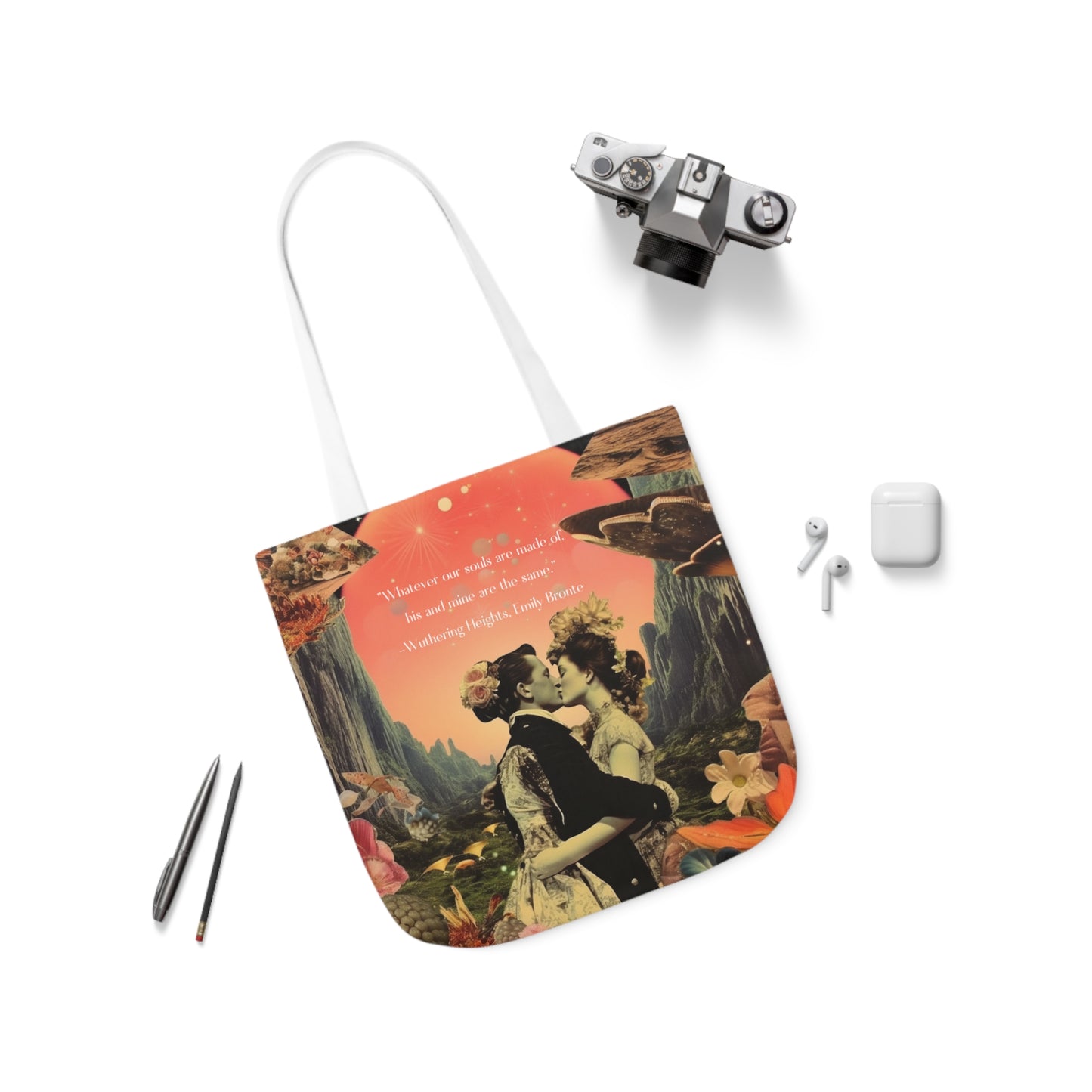 'Whatever our souls', from Wuthering Heights by Emily Bronte quote, Tote Bag