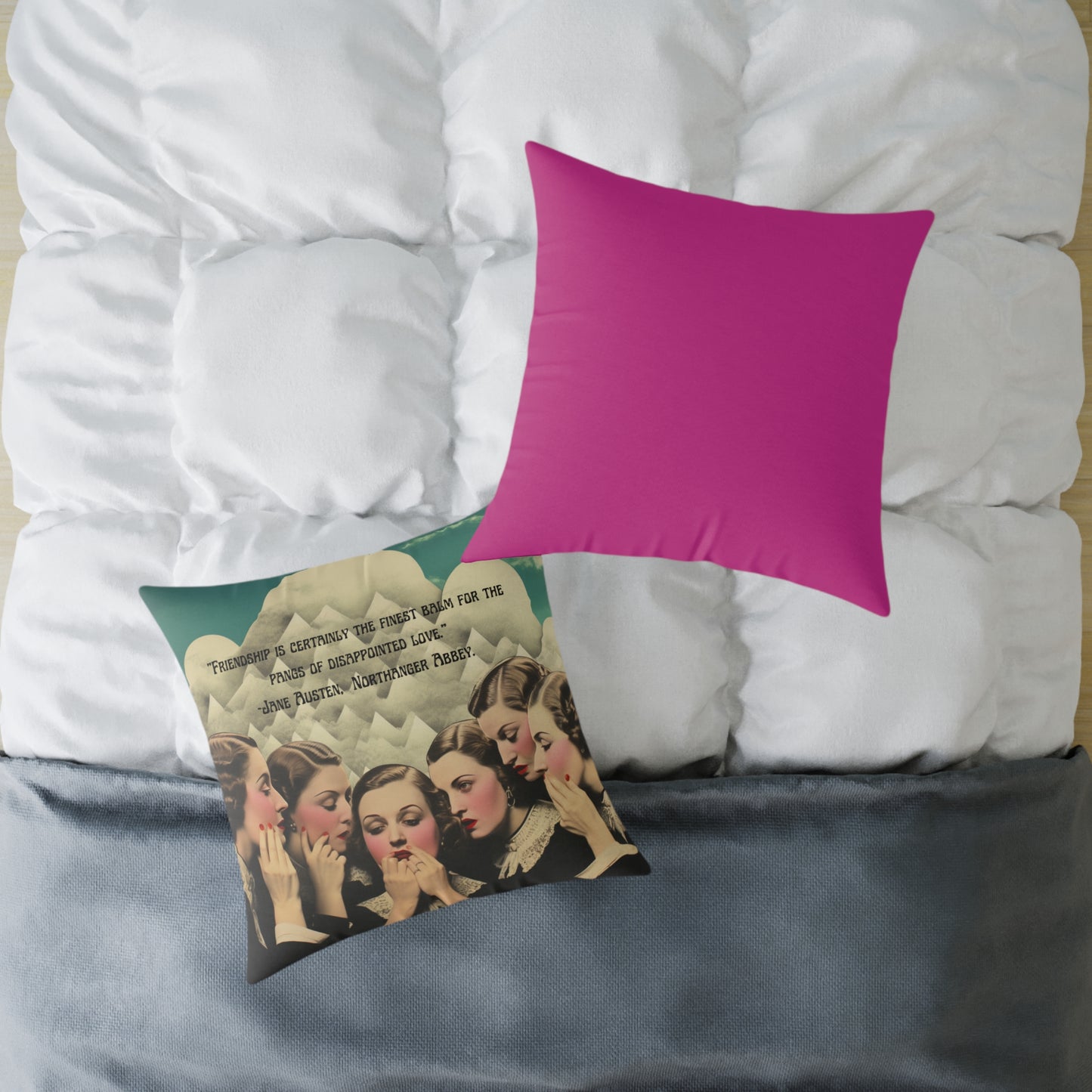 "Friendship Balm" from Northanger Abbey, by Jane Austen quote, Luxury Cushion