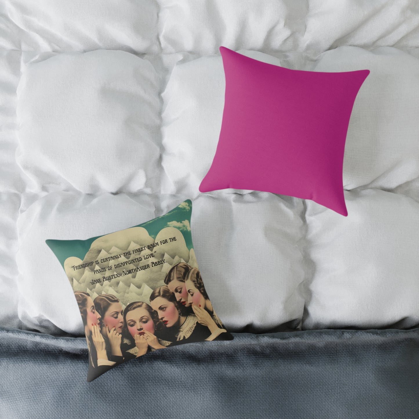 "Friendship Balm" from Northanger Abbey, by Jane Austen quote, Luxury Cushion