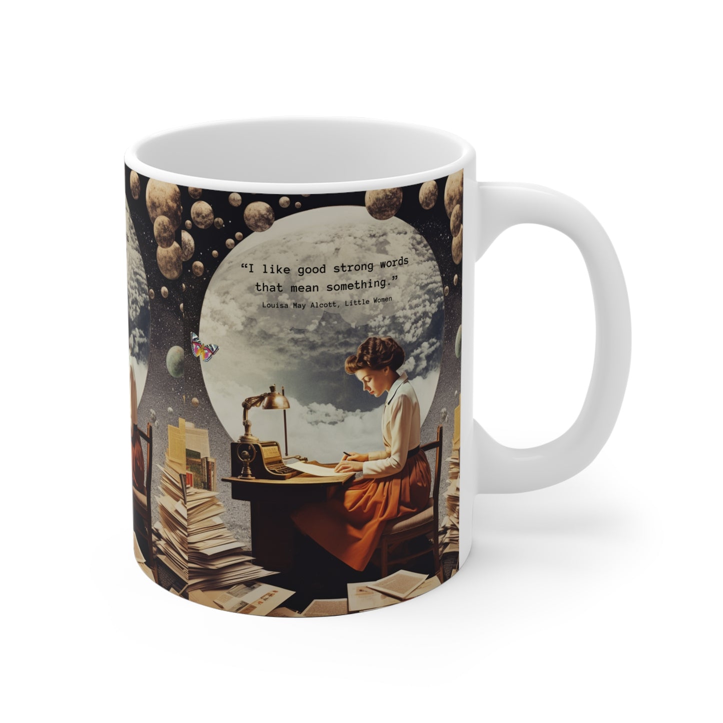 “I Like Good Strong Words That Mean Something” – Louisa May Alcott Quote Mug | Literary Gift for Writers