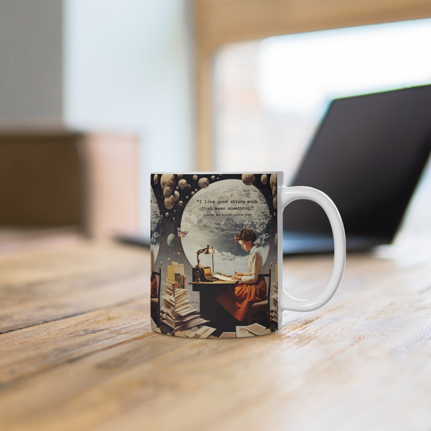 “I Like Good Strong Words That Mean Something” – Louisa May Alcott Quote Mug | Literary Gift for Writers