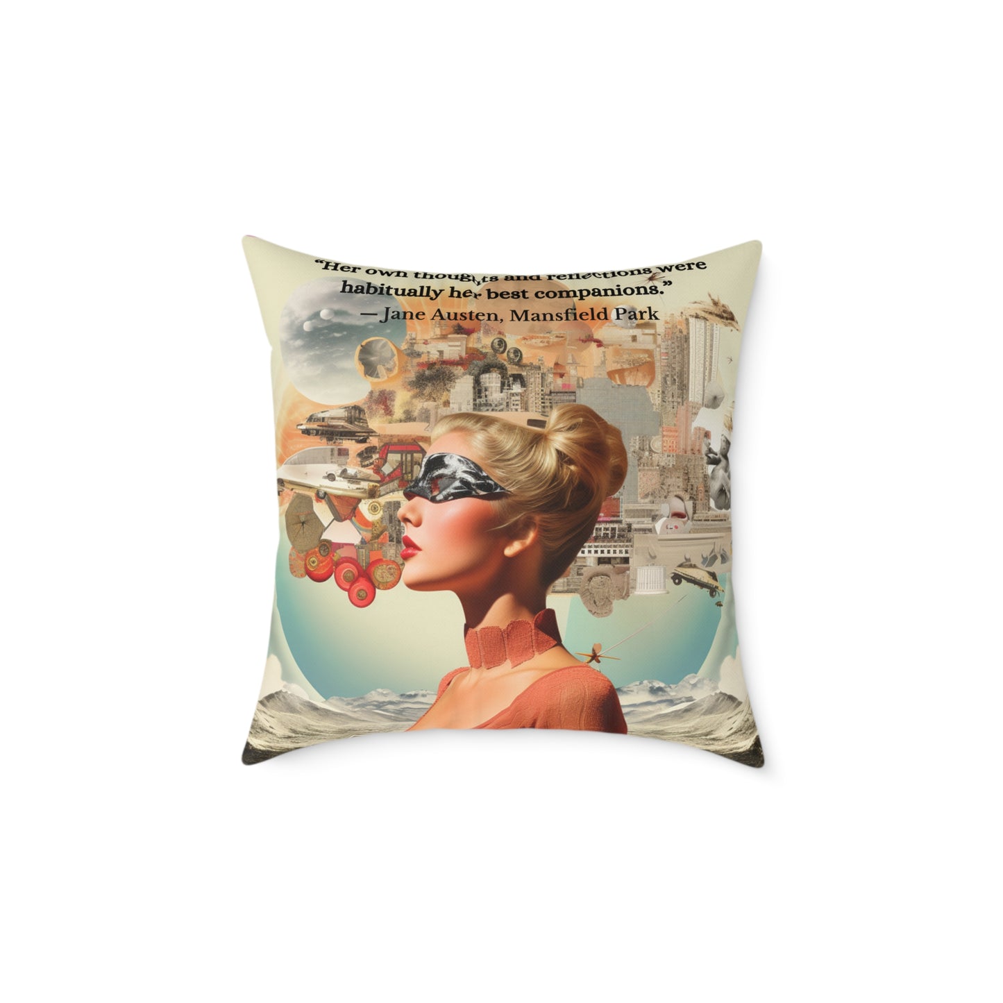 Jane Austen "Her Own Thoughts" Quote Cushion