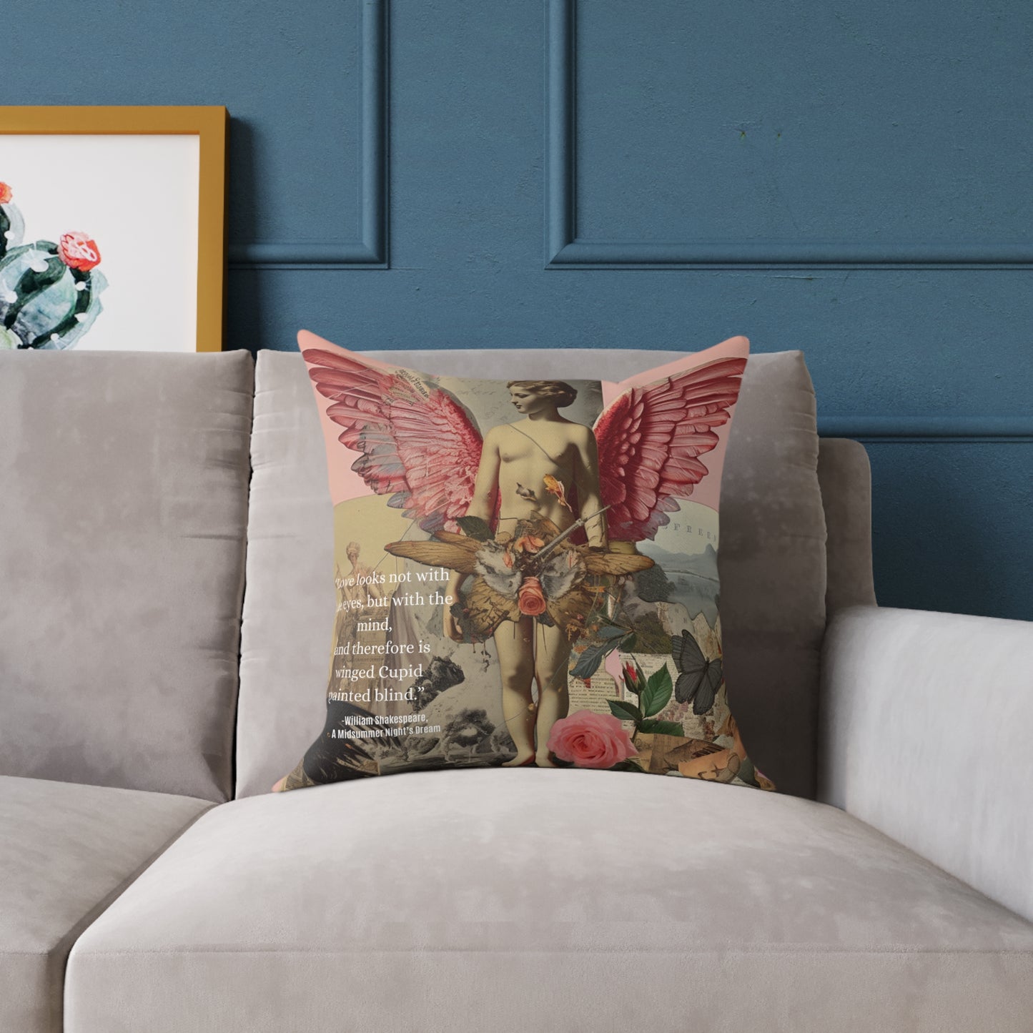 "Love Looks Not with the Eyes" Shakespearean Wisdom- Cupid Cushion