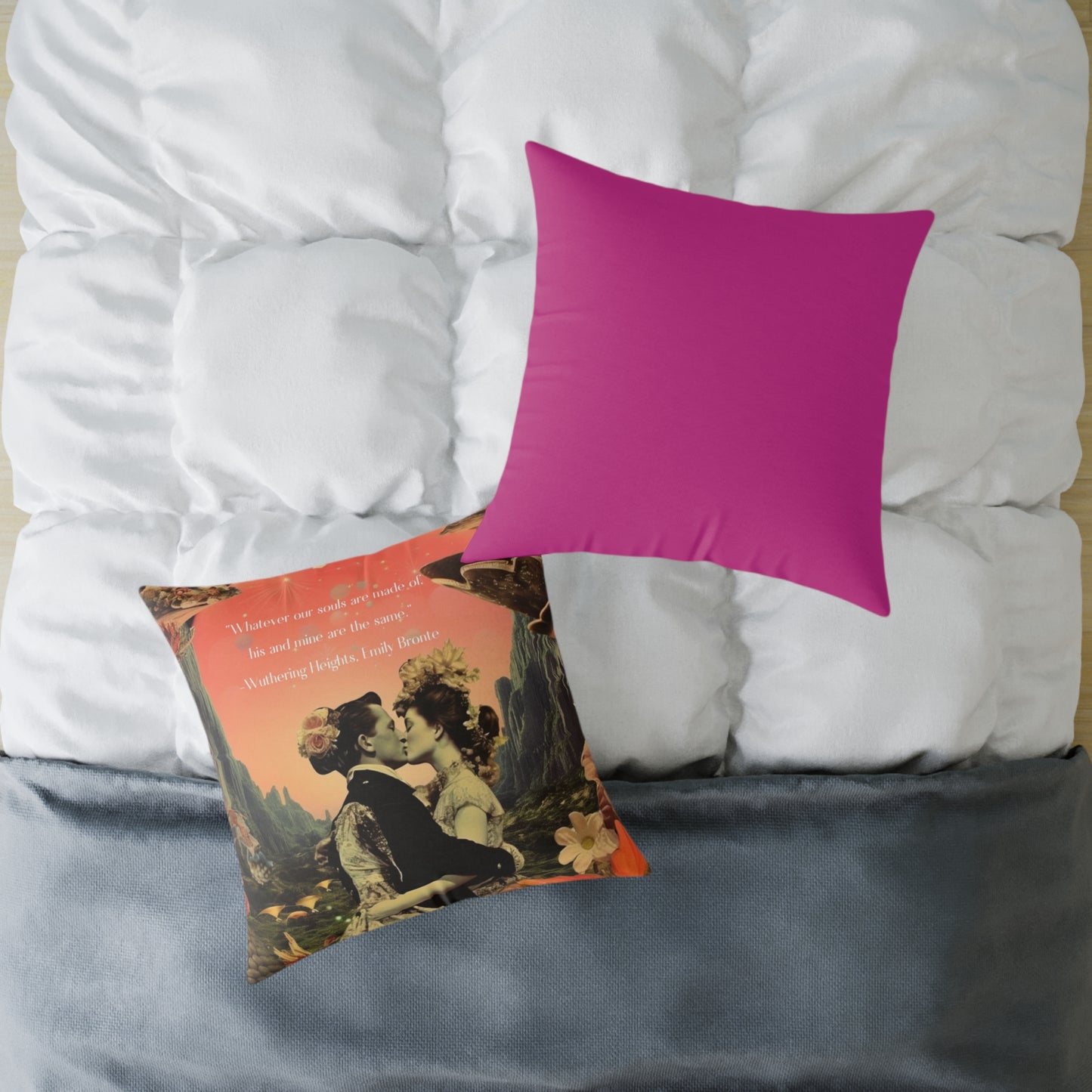 'Whatever our souls", from Wuthering Heights by Emily Bronte quote, Luxury Cushion