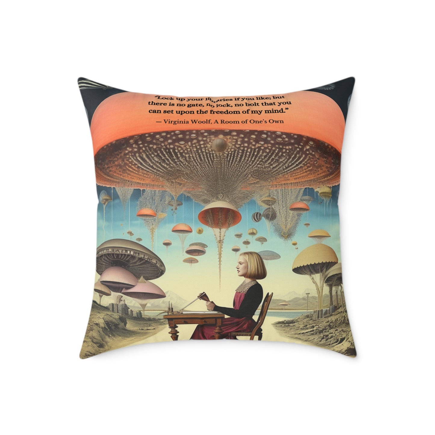 "Libraries" Virginia Woolf Quote From A Rooms of One's Own Cushion