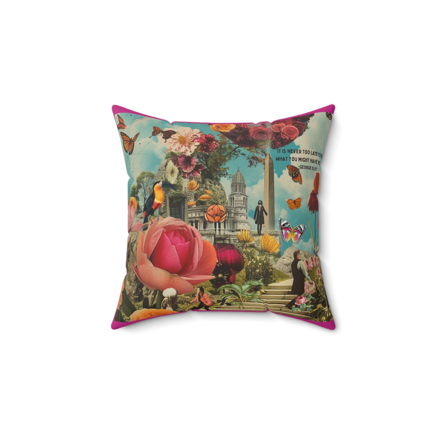 “It Is Never Too Late to Be Who You Might Have Been” – George Eliot Quote Cushion | Inspirational Literary Home Décor