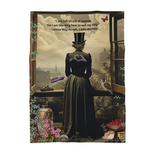 “I Am Not Afraid of Storms” – Louisa May Alcott Quote Tea Towel |