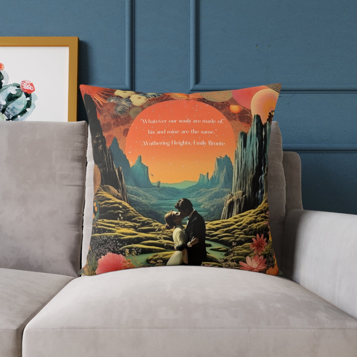 "Whatever our souls' from Wuthering Heights, by Emily Bronte, Cushion