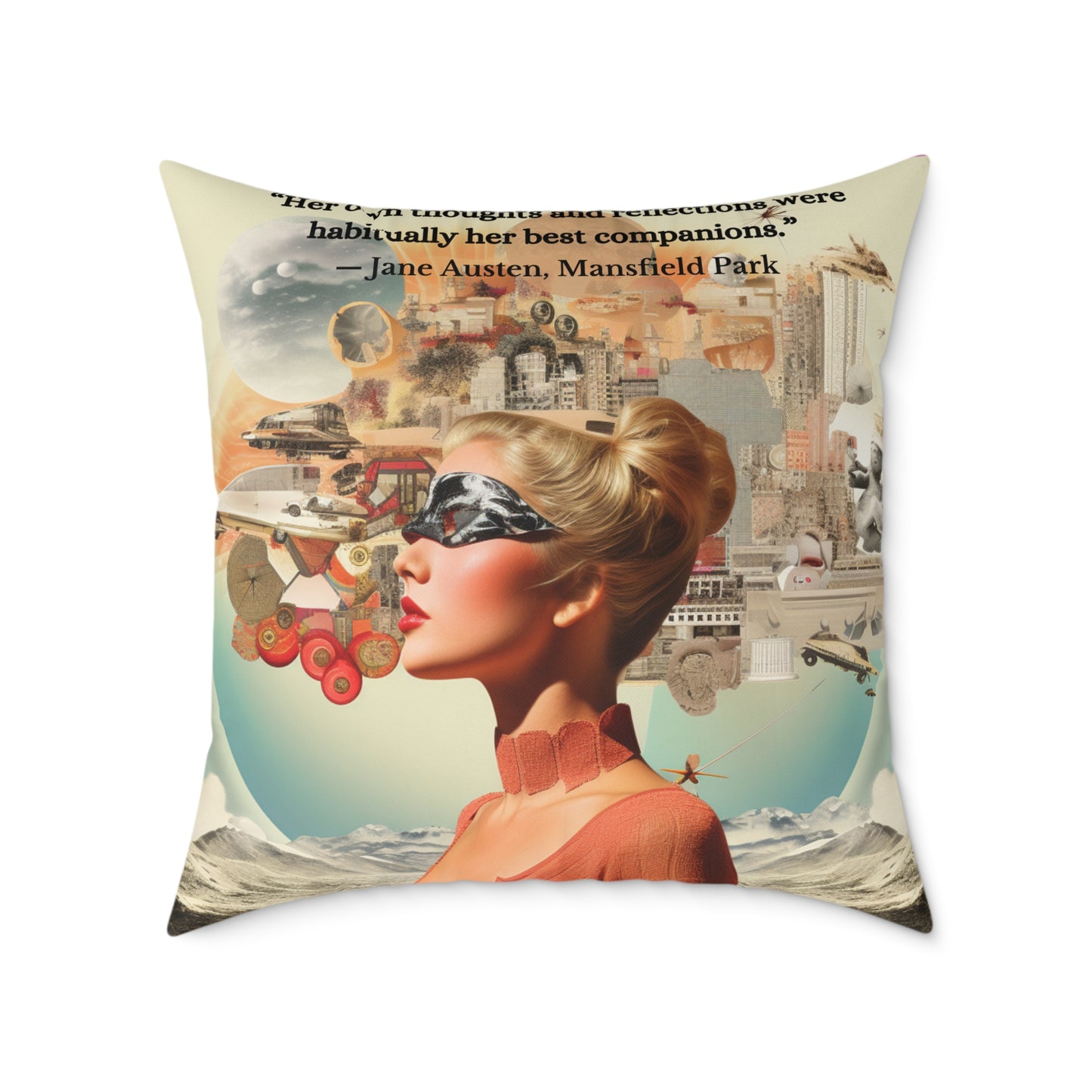 Jane Austen "Her Own Thoughts" Quote Cushion