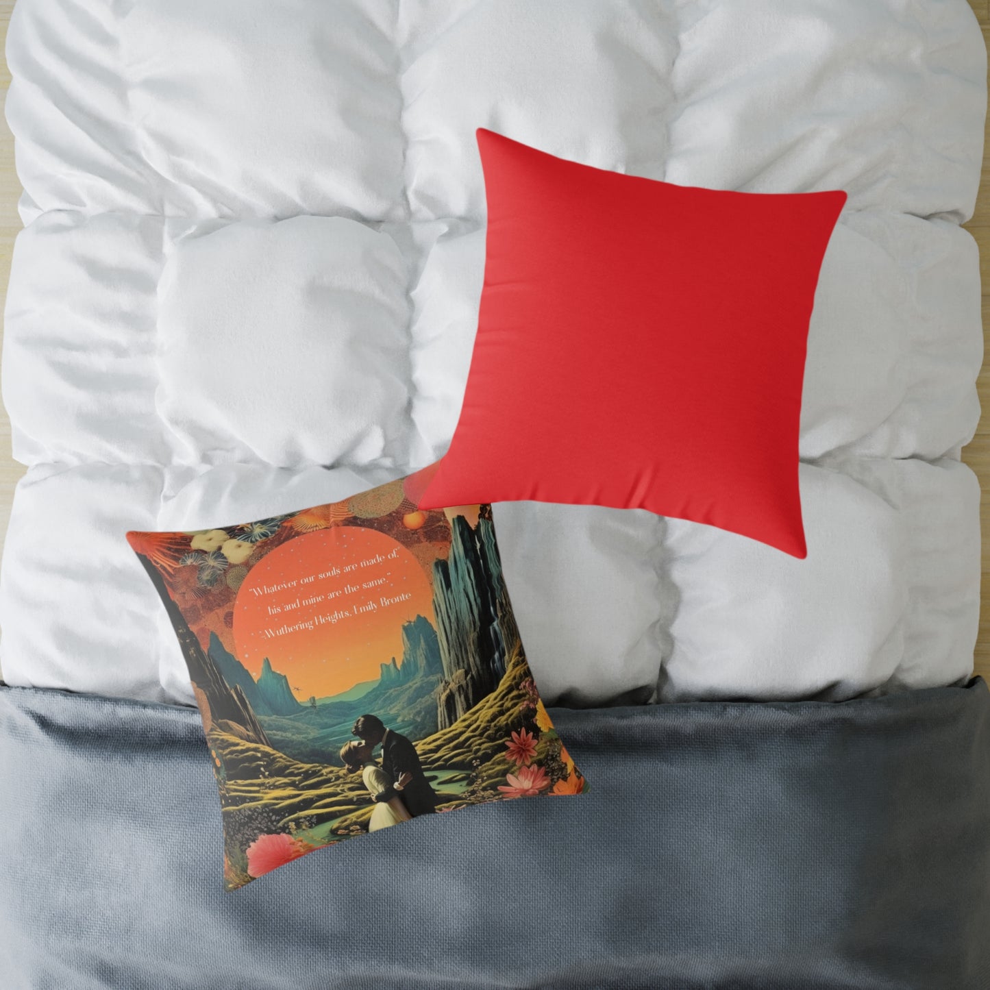 "Whatever our souls' from Wuthering Heights, by Emily Bronte, Cushion