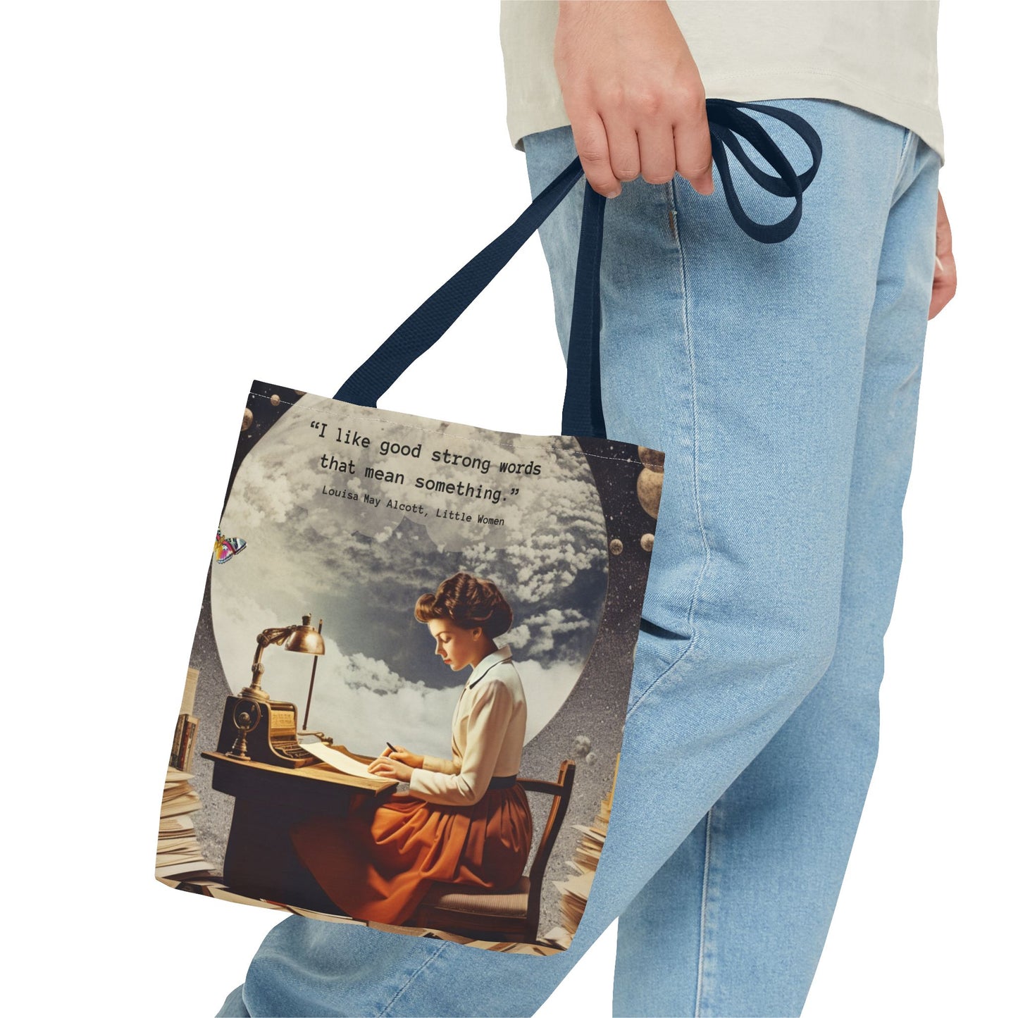 Louisa May Alcott Quote Tote Bag – “I like good strong words that mean something.”