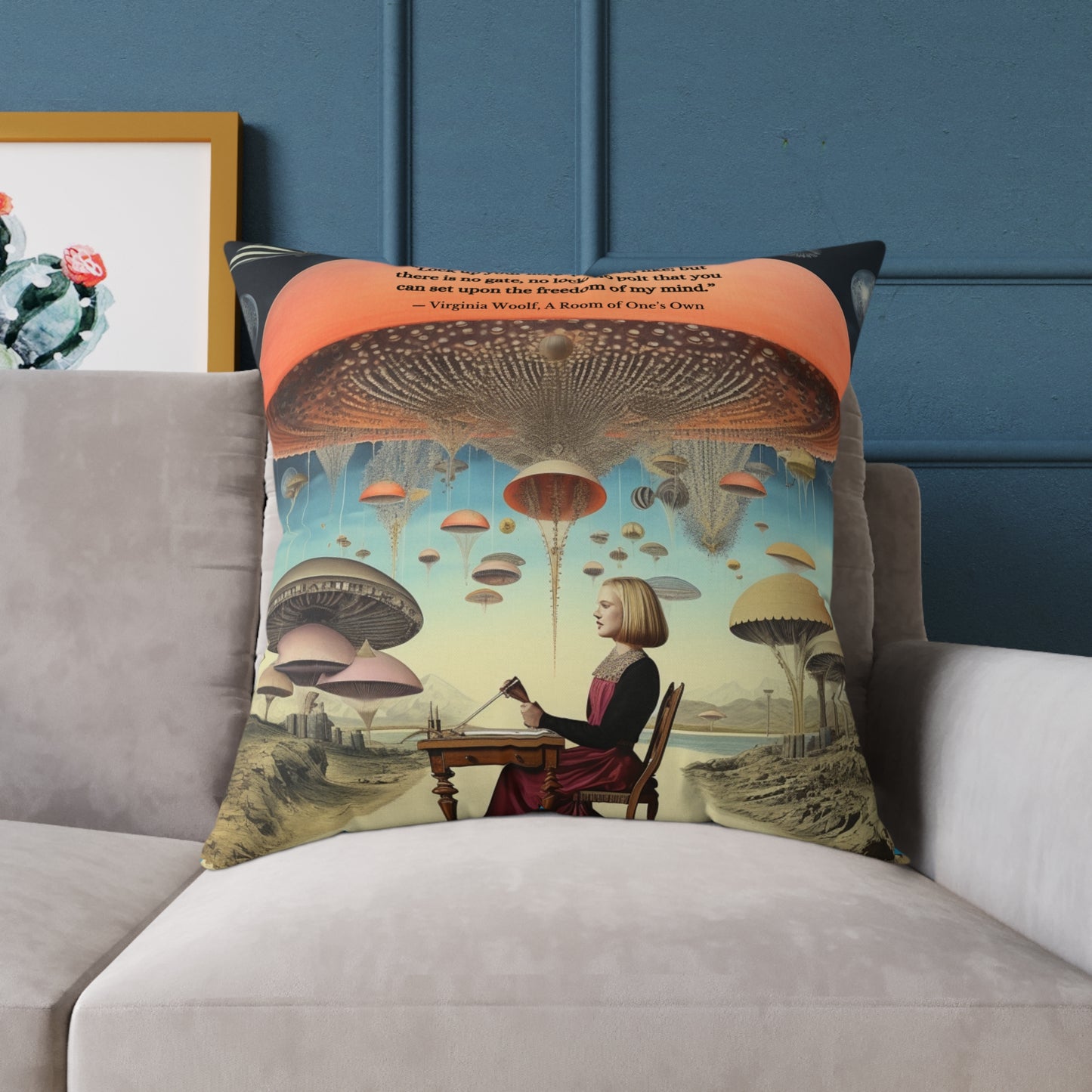 "Libraries" Virginia Woolf Quote From A Rooms of One's Own Cushion