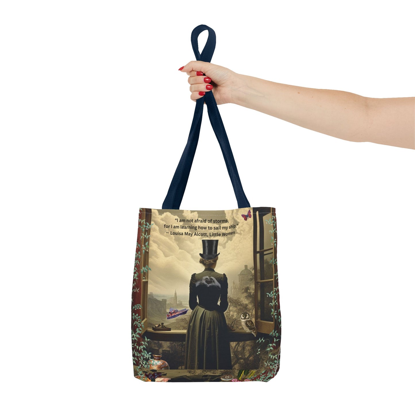 Louisa May Alcott Quote Tote Bag – “I am not afraid of storms, for I am learning how to sail my ship.”