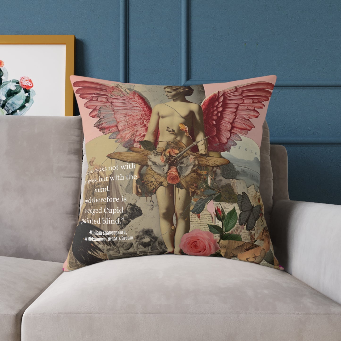 "Love Looks Not with the Eyes" Shakespearean Wisdom- Cupid Cushion