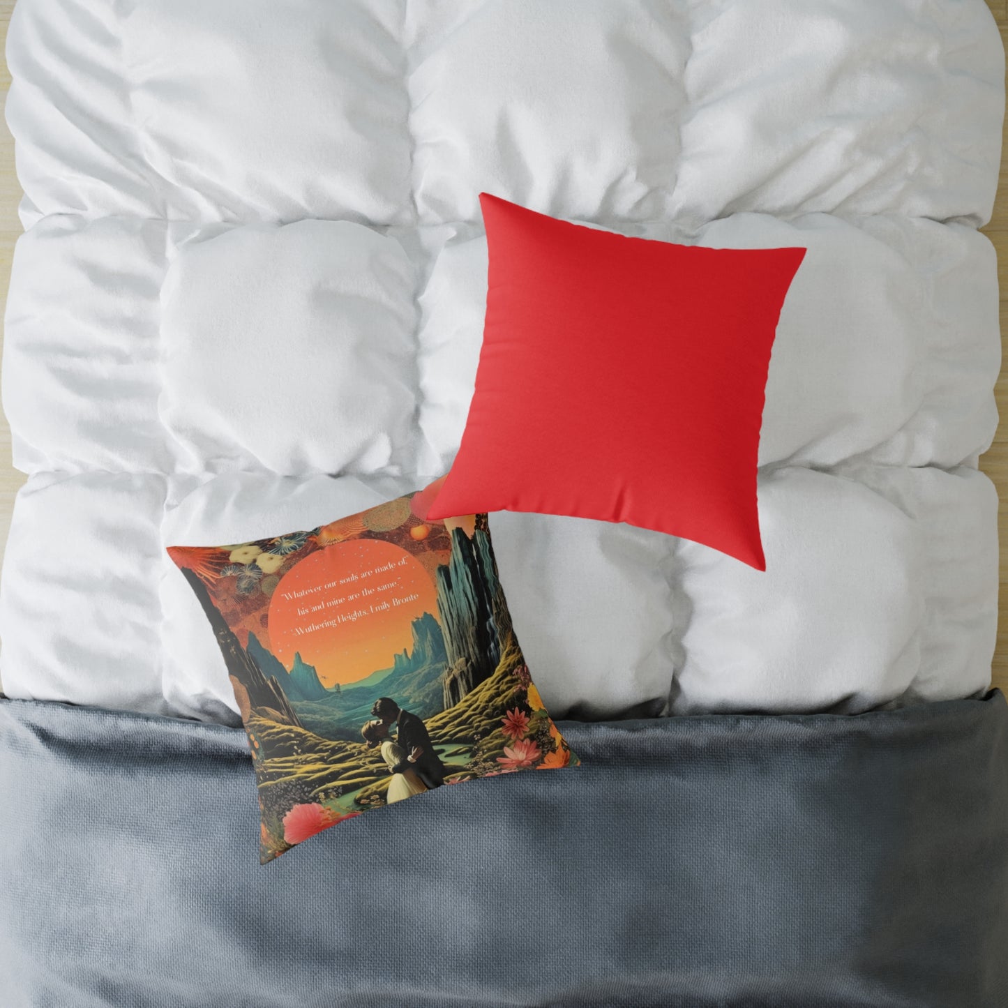 "Whatever our souls' from Wuthering Heights, by Emily Bronte, Cushion