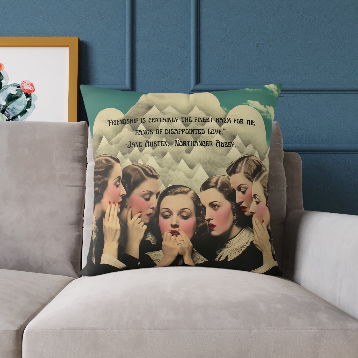 "Friendship Balm" from Northanger Abbey, by Jane Austen quote, Luxury Cushion