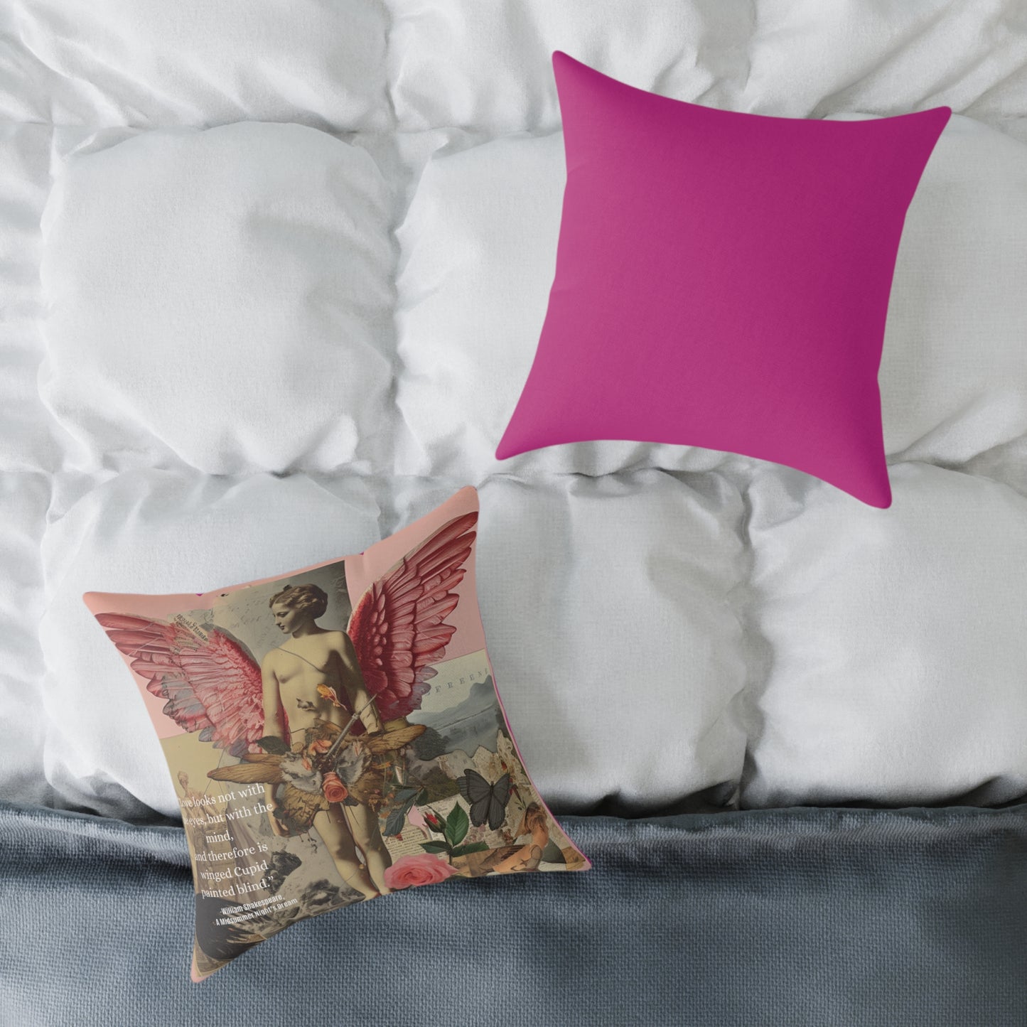 "Love Looks Not with the Eyes" Shakespearean Wisdom- Cupid Cushion