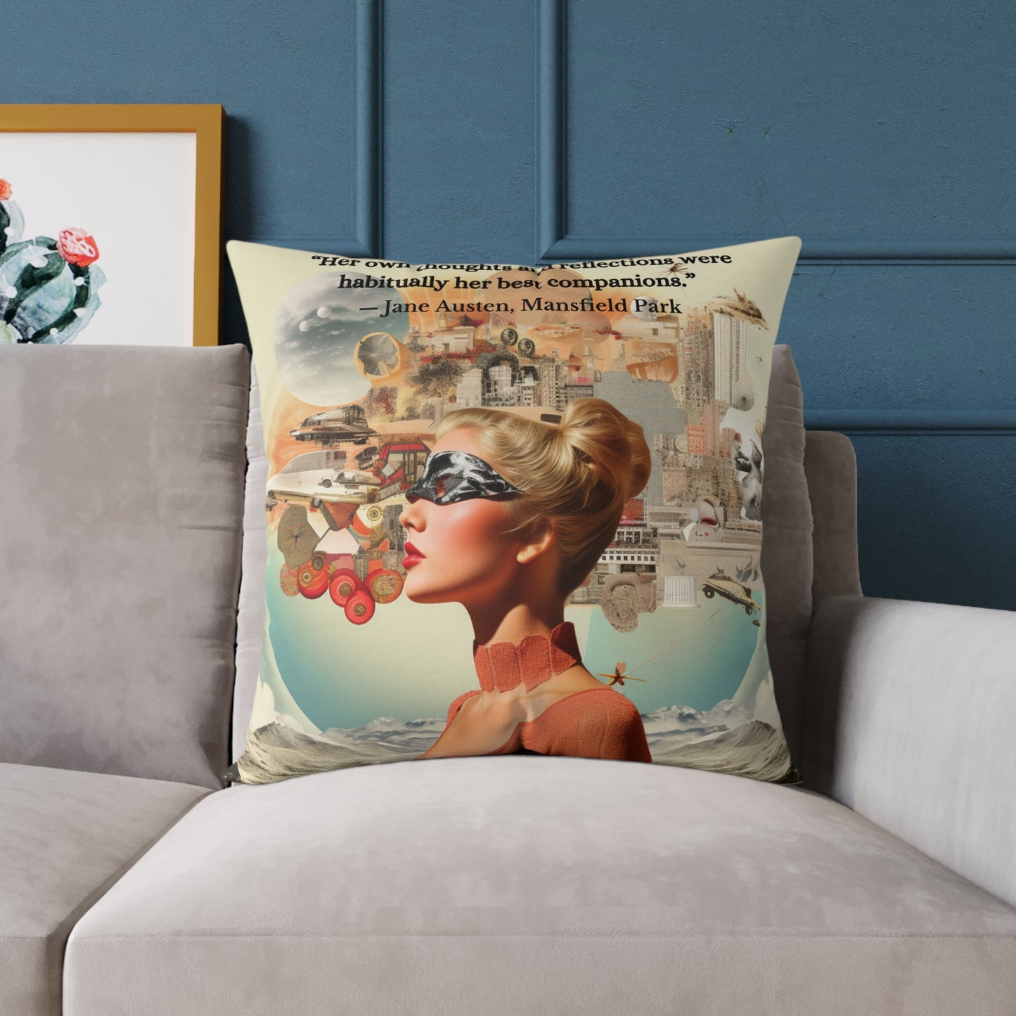 Jane Austen "Her Own Thoughts" Quote Cushion