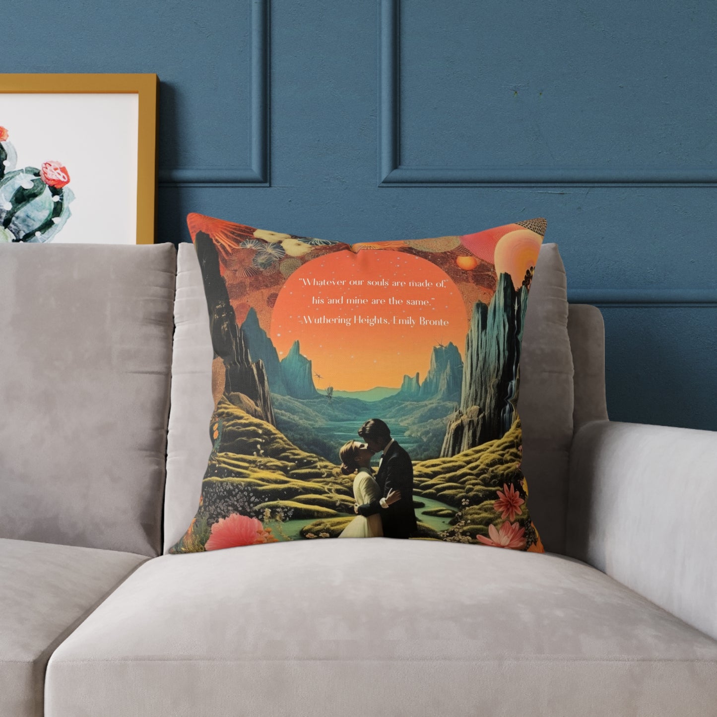 "Whatever our souls' from Wuthering Heights, by Emily Bronte, Cushion