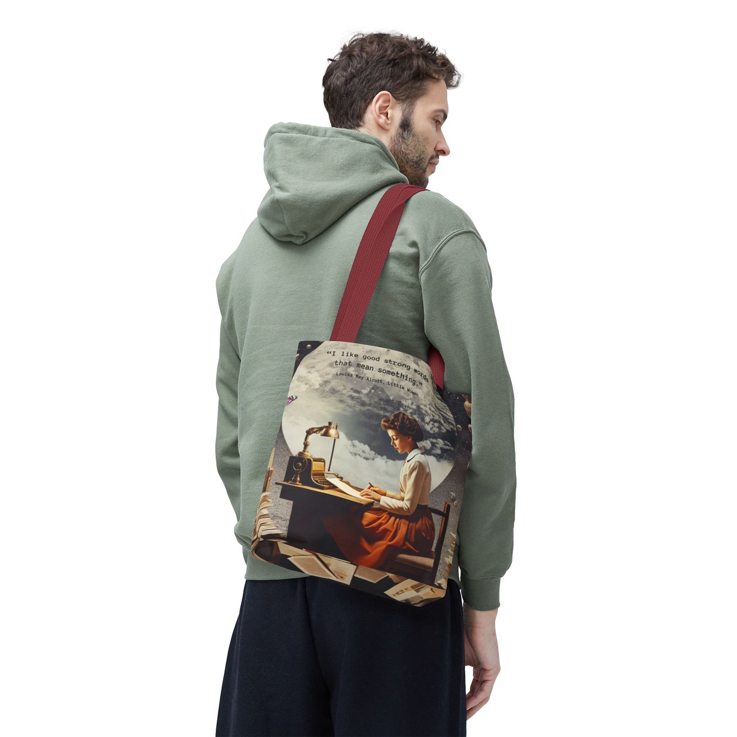 Louisa May Alcott Quote Tote Bag – “I like good strong words that mean something.”