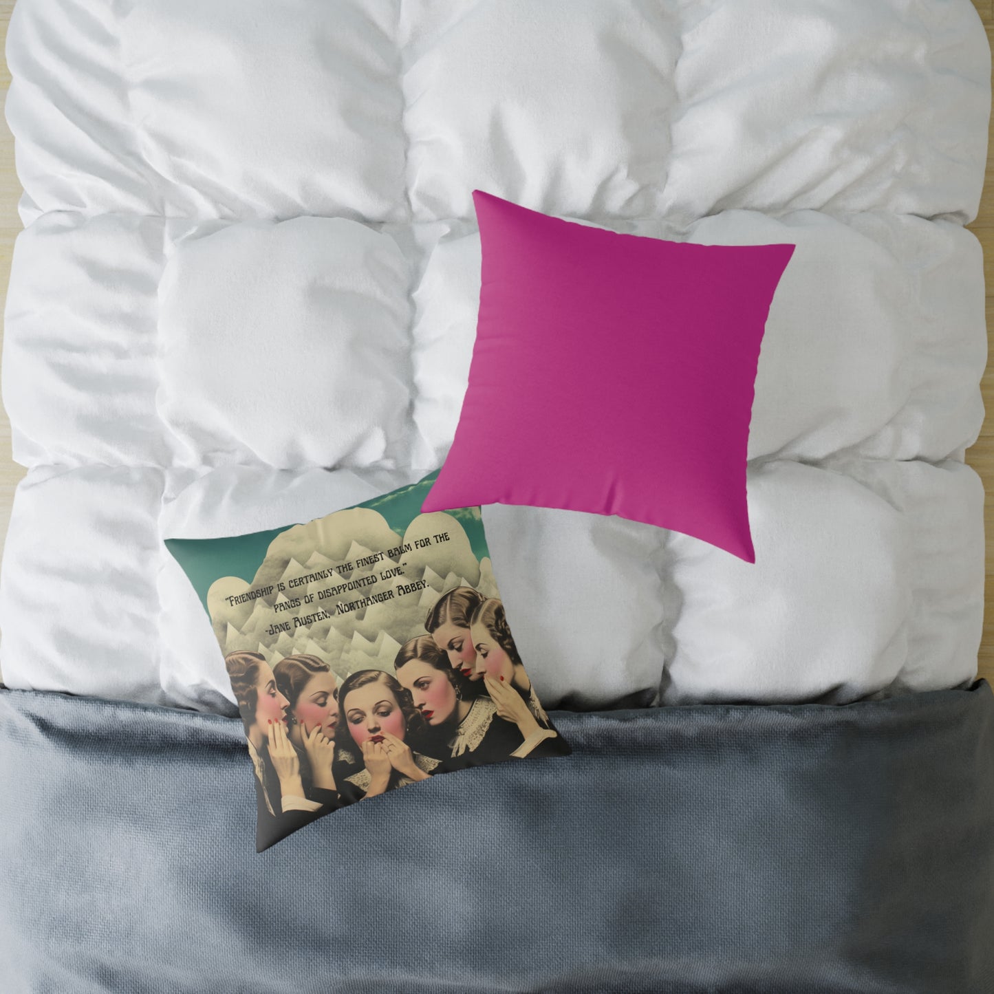 "Friendship Balm" from Northanger Abbey, by Jane Austen quote, Luxury Cushion