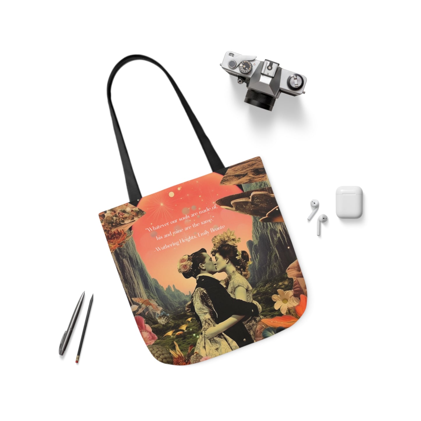 'Whatever our souls', from Wuthering Heights by Emily Bronte quote, Tote Bag
