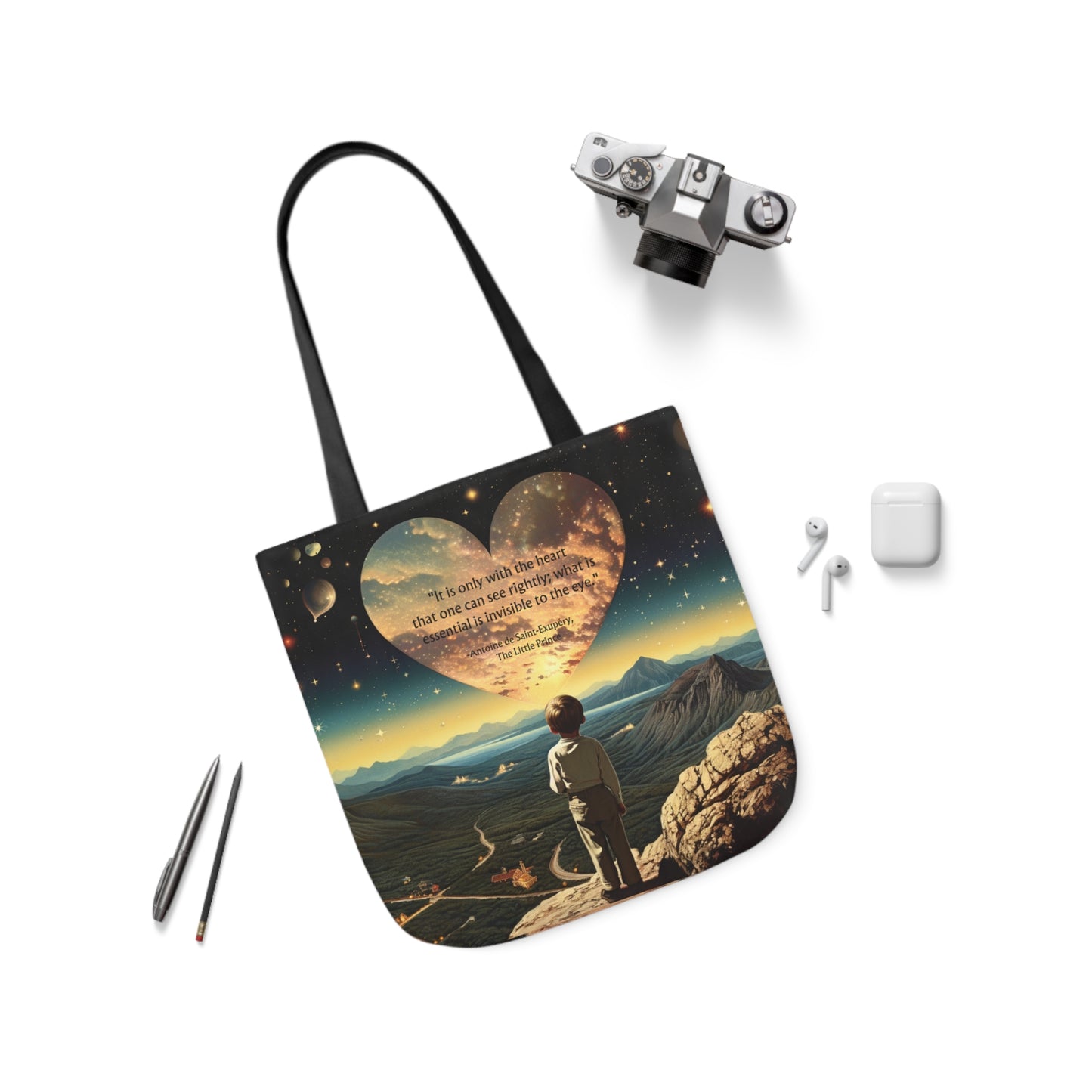 "It is only with the Heart" Little Prince Quote Tote Bag