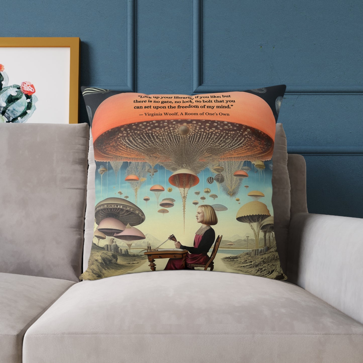 "Libraries" Virginia Woolf Quote From A Rooms of One's Own Cushion