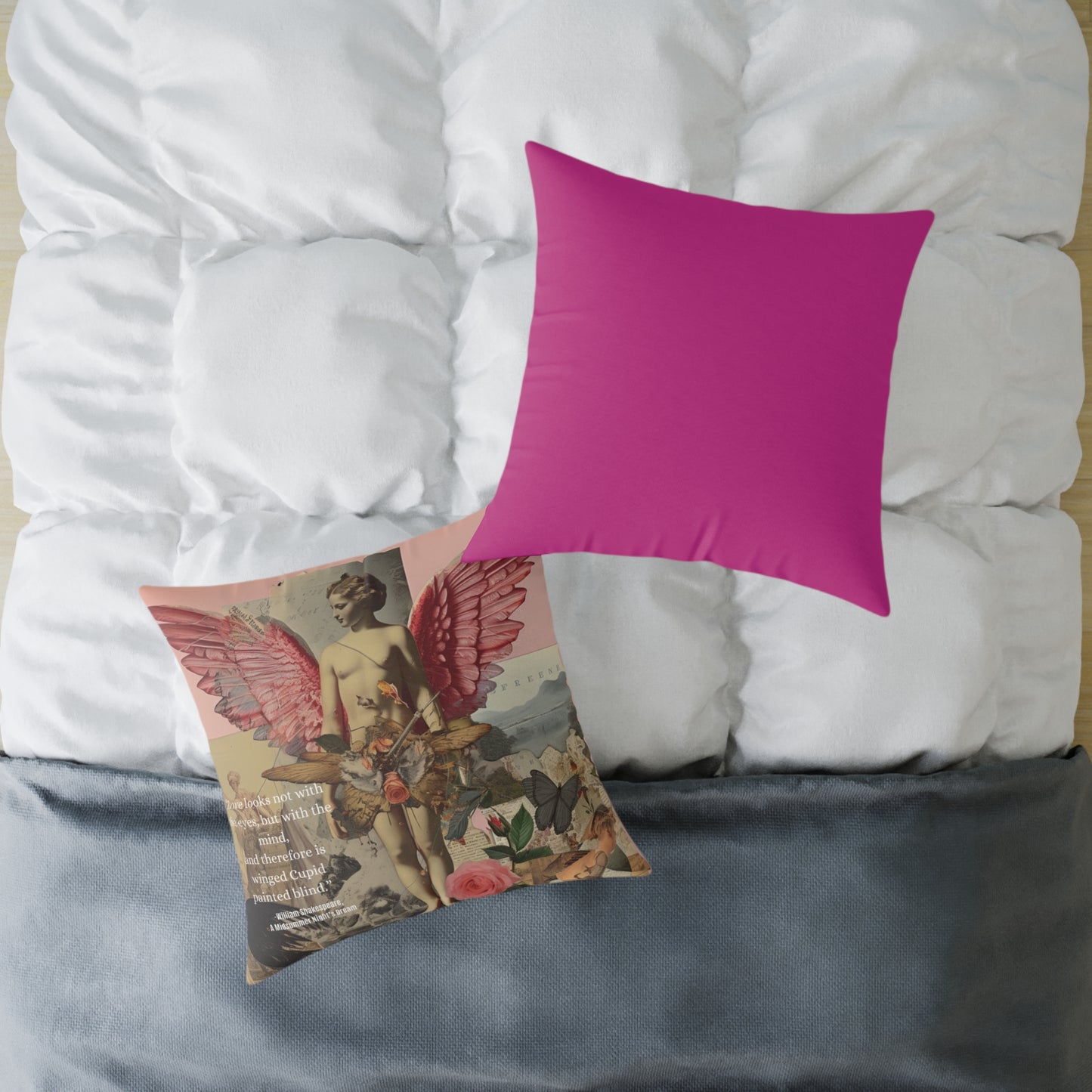 "Love Looks Not with the Eyes" Shakespearean Wisdom- Cupid Cushion