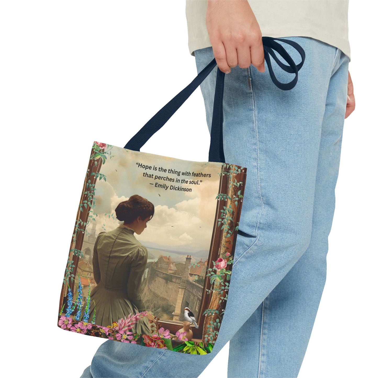 Emily Dickinson Quote Tote Bag – “Hope is the thing with feathers.”