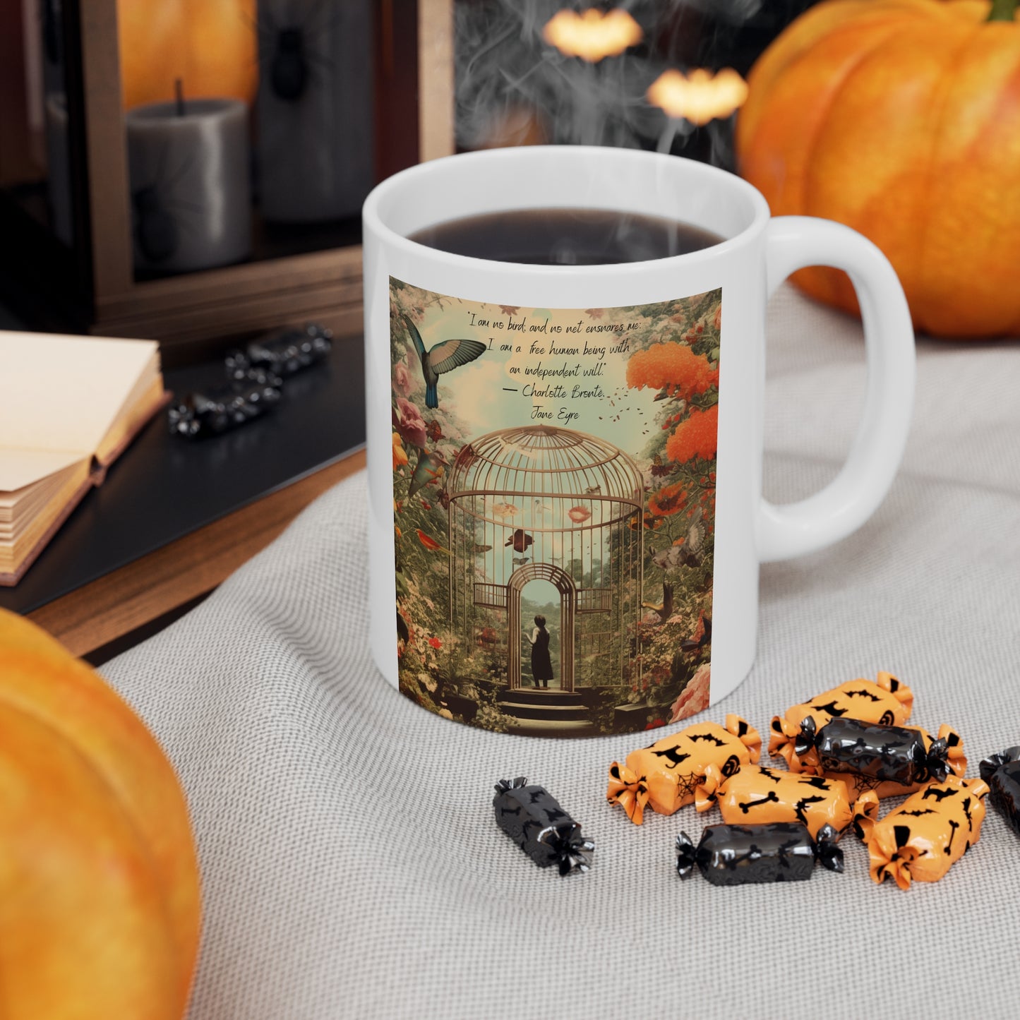 Freedom Spirit Ceramic Mug - Charlotte Bronte's Jane Eyre Inspiration.