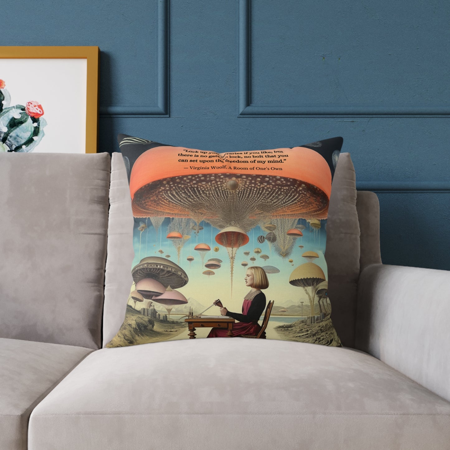 "Libraries" Virginia Woolf Quote From A Rooms of One's Own Cushion