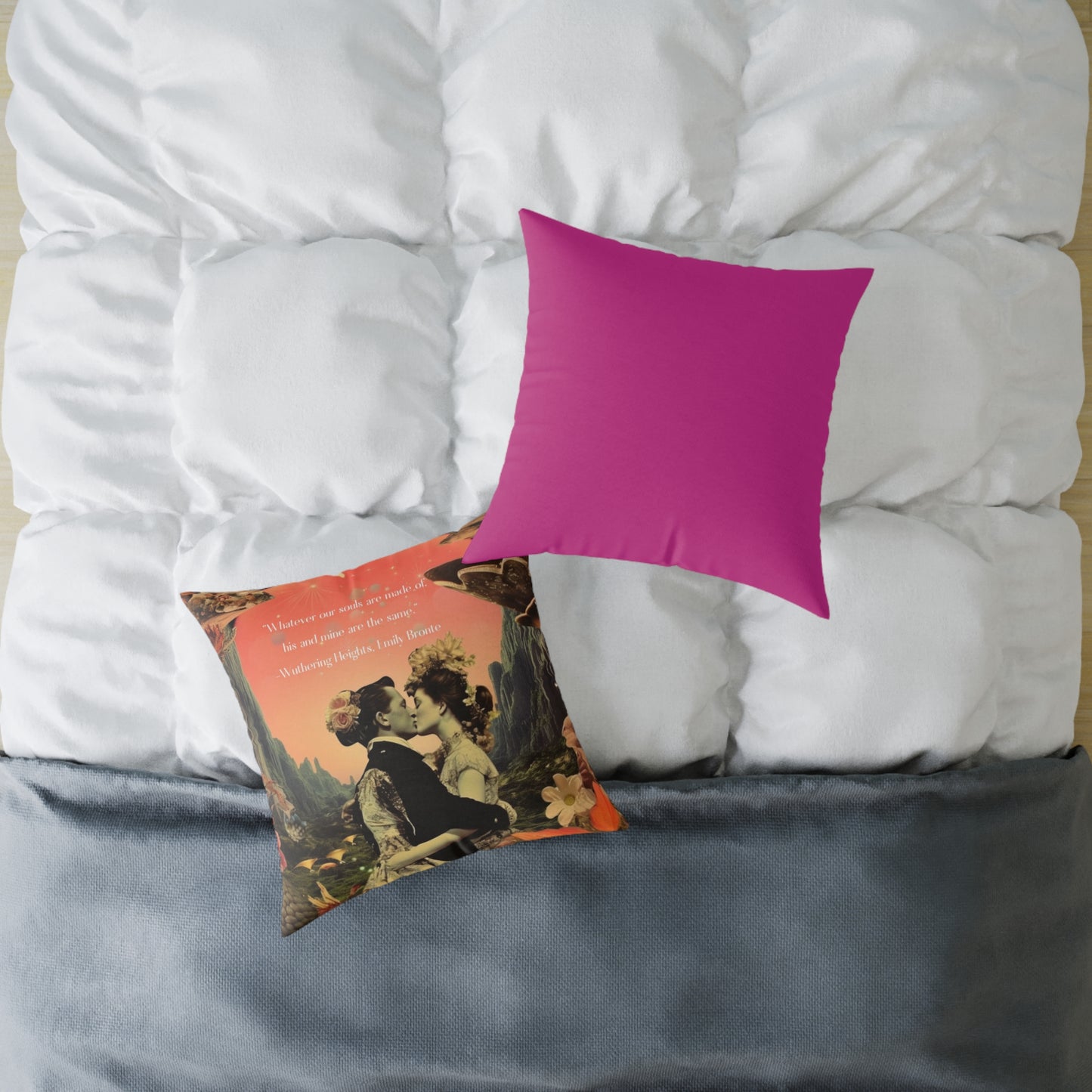 'Whatever our souls", from Wuthering Heights by Emily Bronte quote, Luxury Cushion